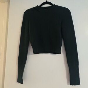 FRAME cropped forest green cashmere sweater size XS